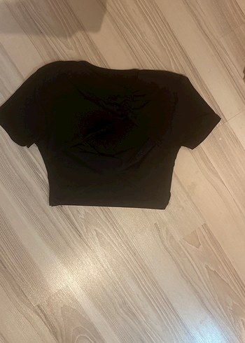 American Vintage Siyah V Yaka Drapeli Crop Top