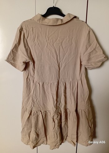 Bej Kısa Kollu yazlık mini elbise - Görsel 3