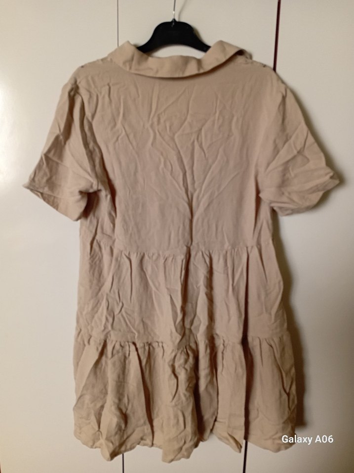 Bej Kısa Kollu yazlık mini elbise - Görsel 3