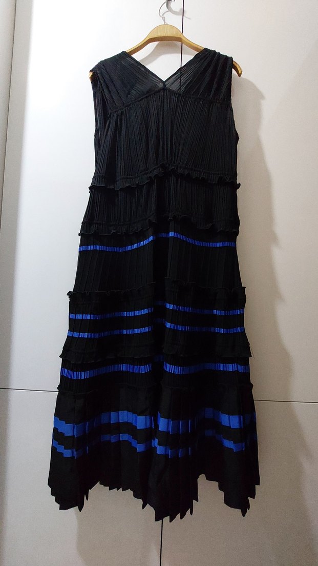 Siyah Mavi Uzun Elbise - Görsel 2