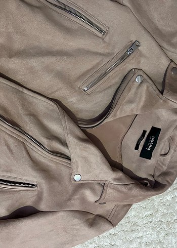 Pull And Bear Süet Kadın  Ceket Fermuarlı - Görsel 2