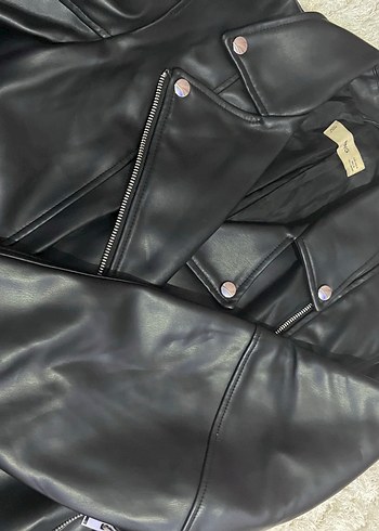 Mango Siyah Deri Biker Ceket Kadın - Görsel 3