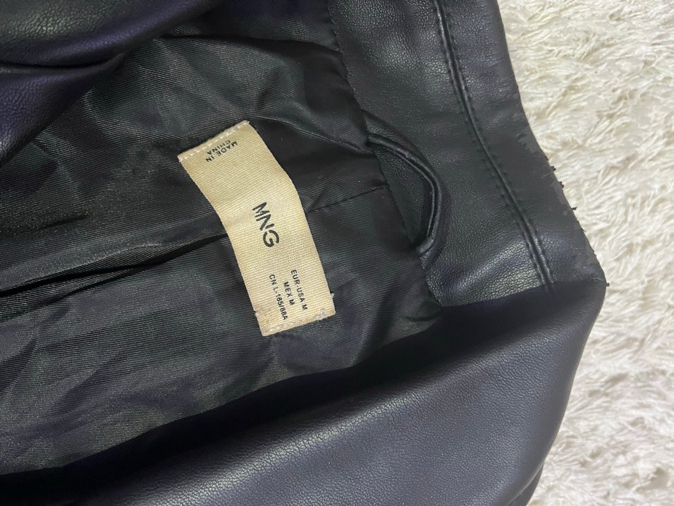 Mango Siyah Deri Biker Ceket Kadın - Görsel 4