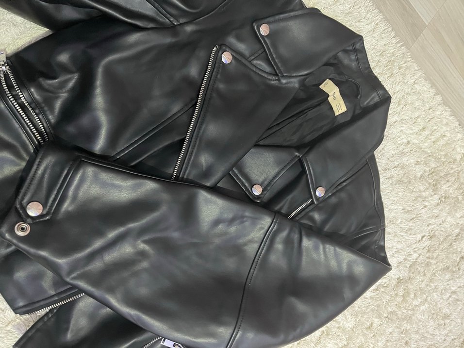 Mango Siyah Deri Biker Ceket Kadın - Görsel 3