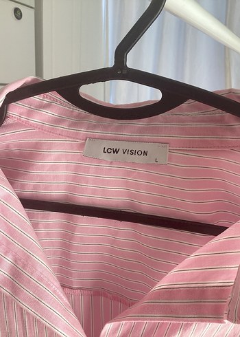 Pembe Uzun Kollu Çizgili Vücuda oturan Kadın Gömlek - Görsel 2