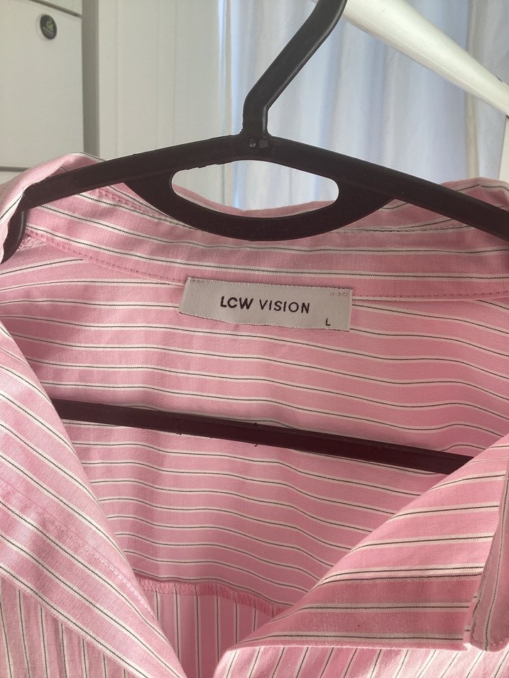 Pembe Uzun Kollu Çizgili Vücuda oturan Kadın Gömlek - Görsel 2