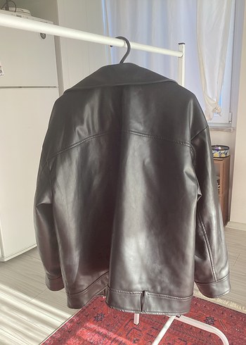 Kadın Siyah Deri Biker Ceket - Görsel 5