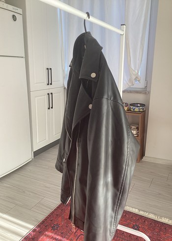 Kadın Siyah Deri Biker Ceket - Görsel 2