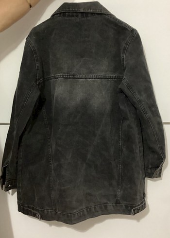 Diğer Siyah Oversize Düğmeli Kadın Denim Ceket