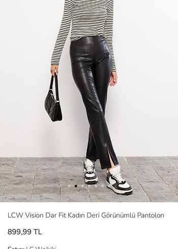LCW Vision Siyah Deri Görünümlü Kadın Pantolon - Görsel 2