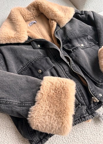 Kürklü Denim Mont - Görsel 3