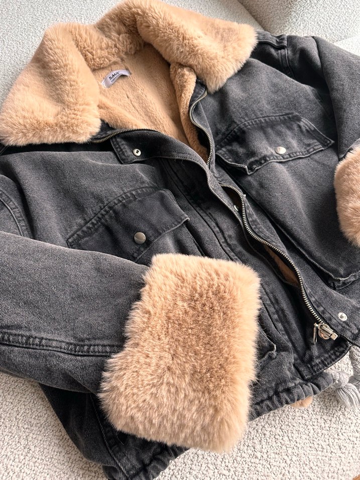 Kürklü Denim Mont - Görsel 3