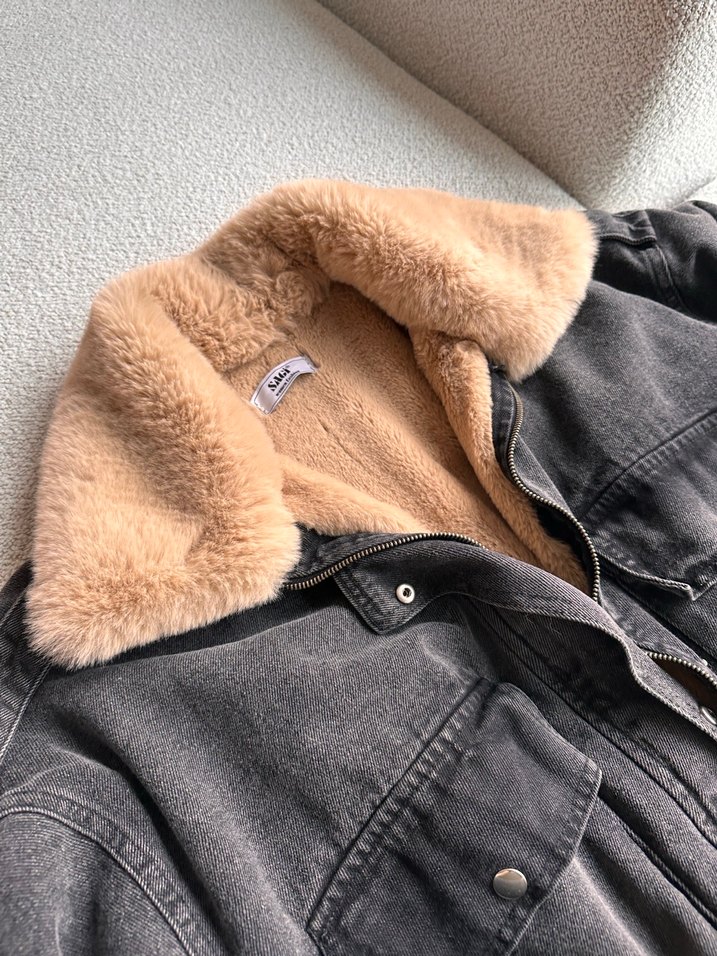 Kürklü Denim Mont - Görsel 2