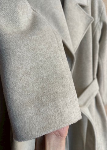 Ekru Uzun Kaşe Kaban - Görsel 4