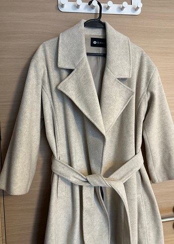 Ekru Uzun Kaşe Kaban - Görsel 2