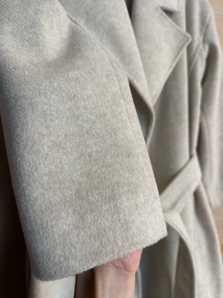 Ekru Uzun Kaşe Kaban - Görsel 4