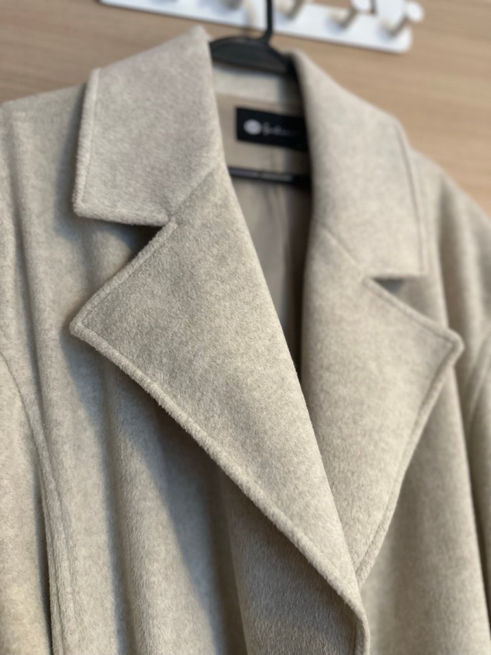 Ekru Uzun Kaşe Kaban - Görsel 3