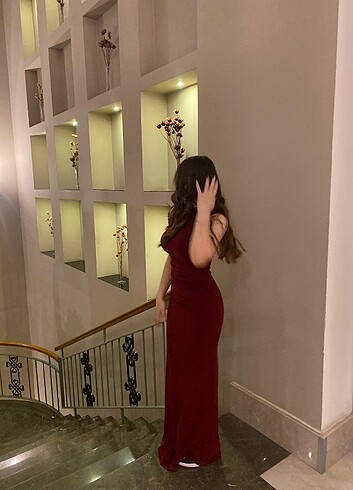 34 Beden Bordo mezuniyet elbisesi