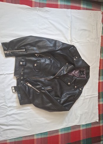 Kadın Siyah Deri Biker Ceket