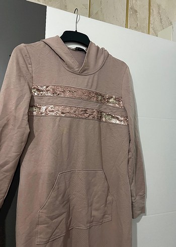 Nakış Detaylı pudramsı ,Uzun Kadın Elbise - Görsel 2