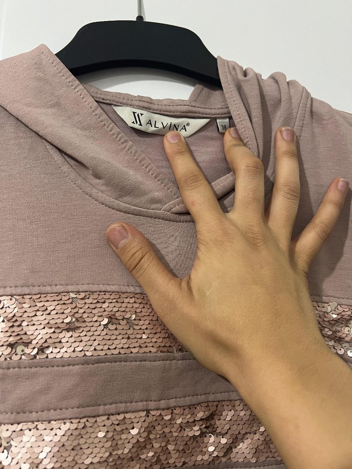 Nakış Detaylı pudramsı ,Uzun Kadın Elbise - Görsel 3