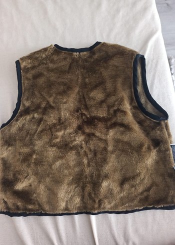 Zara Düğmeli Kahverengi Süet kız çocuk yelek