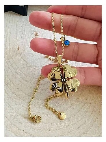 Beden altın Renk Çelik yoncalı kolye