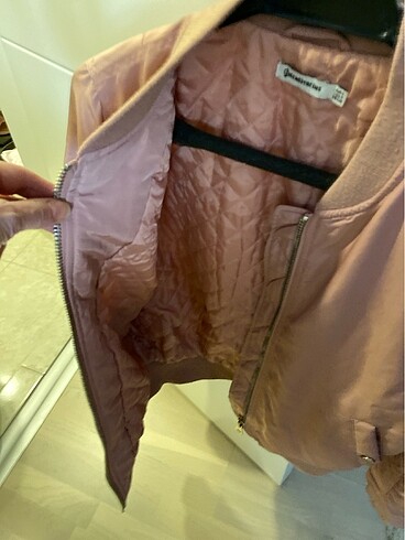 s Beden pembe Renk Stradivarius kısa mont
