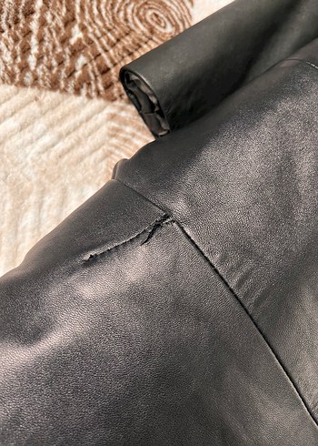 Kadın Siyah Deri Biker Ceket - Görsel 2