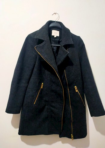 Fermuarlı Antrasit Kaban - Görsel 3