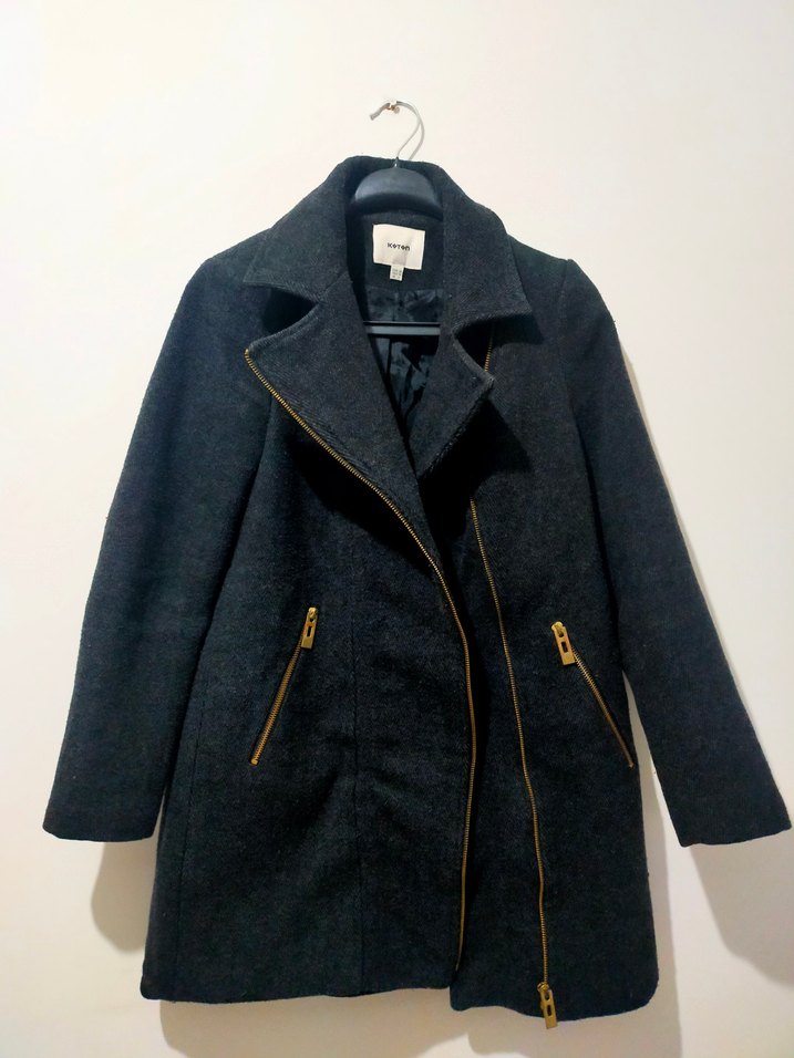 Fermuarlı Antrasit Kaban - Görsel 2