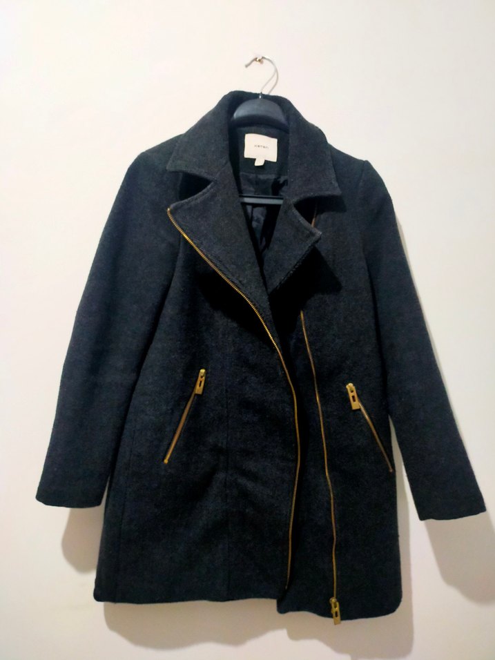 Fermuarlı Antrasit Kaban - Görsel 3