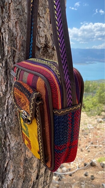 Diğer Otantik kilim desen dokuma cep telefon gözlü omuz çantası
