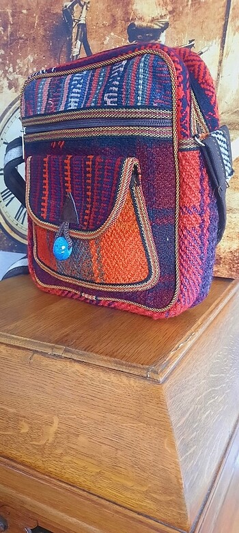 Otantik kilim desen heybe dokuma çanta