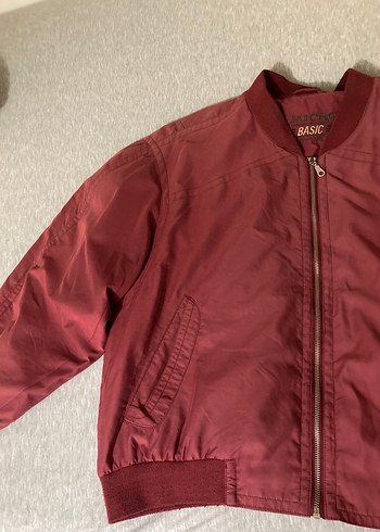 Bordo Fermuarlı Unısex Ceket
