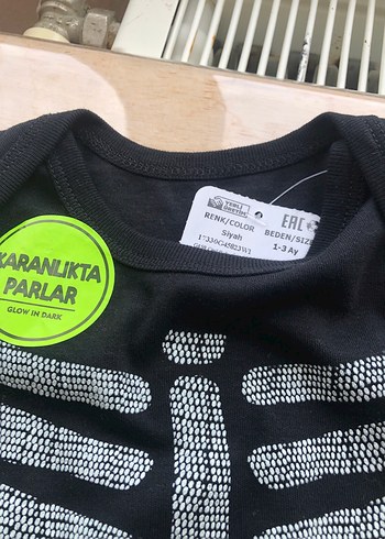 Bebek Erkek Siyah İskelet Desenli Uzun Kollu - Görsel 2