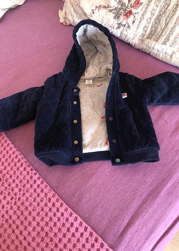 erkek Çocuk Kapüşonlu Lacivert Düğmeli Ceket - Görsel 2