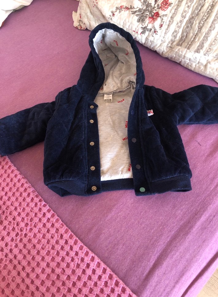 erkek Çocuk Kapüşonlu Lacivert Düğmeli Ceket - Görsel 2