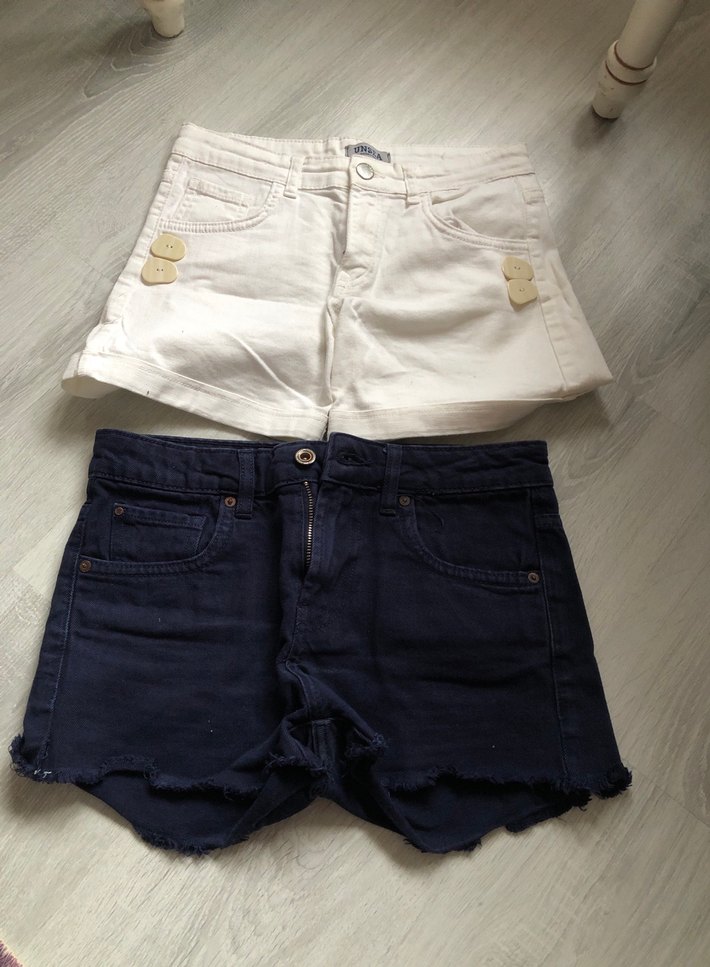 Lacivert beyaz kot Şort  12 13 yaş - Görsel 2
