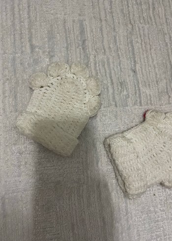 Beyaz Örgü Yarım Parmak Eldiven - Görsel 3