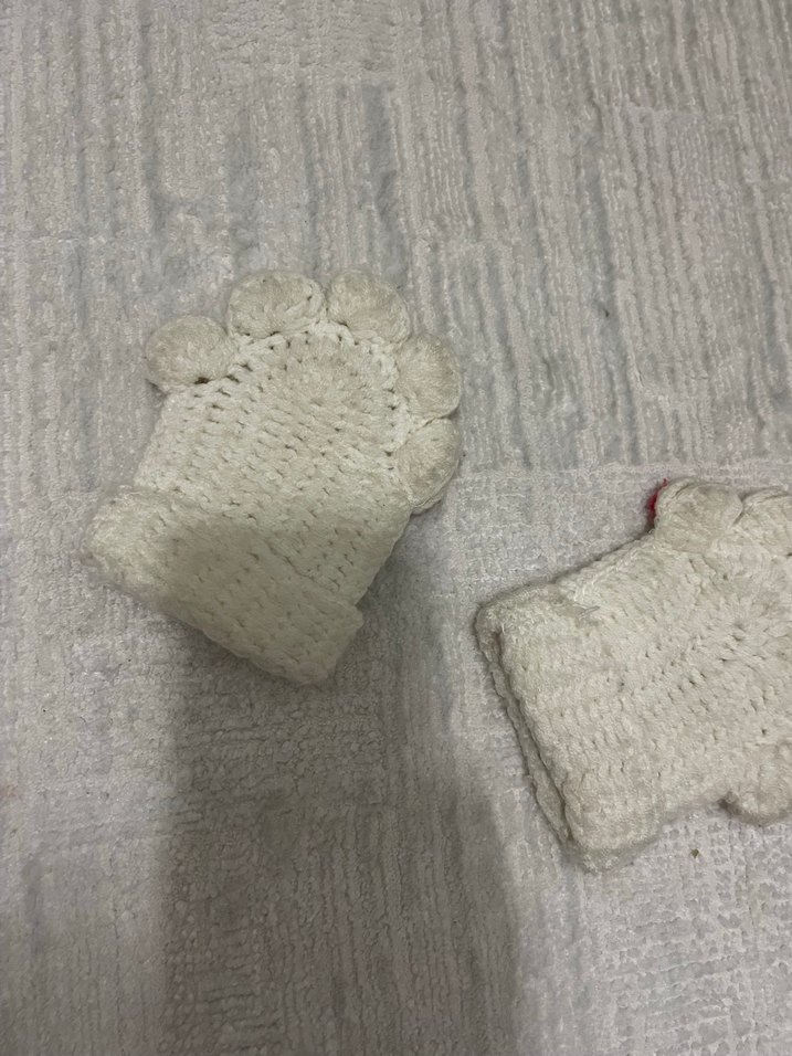 Beyaz Örgü Yarım Parmak Eldiven - Görsel 3