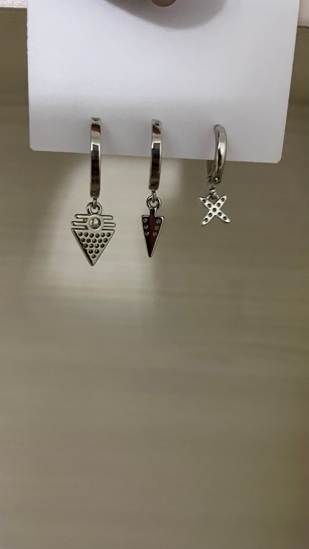 YSX Mini Gri Taşlı Bohem Küpe Seti - Görsel 2