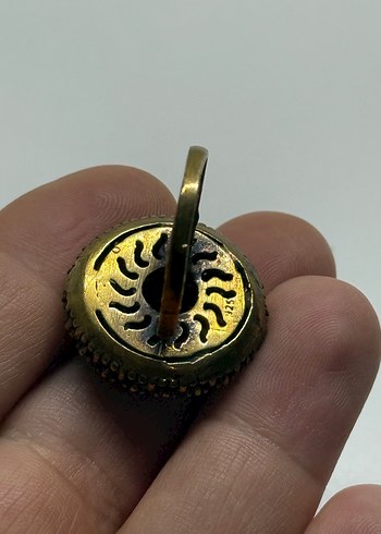 Diğer Boncuk Detaylı Siyah Bohem Vintage pirinç Yüzük