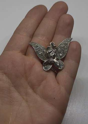 Diğer Vintage Gri Kanatlı melek Kadın kolye ucu