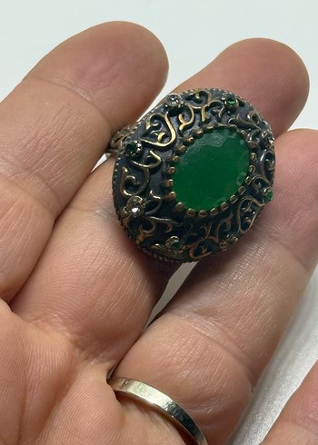 Beden Yeşil Boncuklu Bohem Vintage Yüzük
