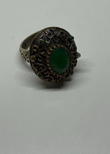 Yeşil Boncuklu Bohem Vintage Yüzük