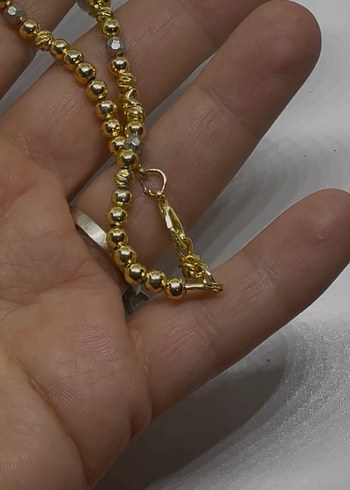 Parlak Altın Zincir Detaylı nazar boncuk  bileklik - Görsel 2