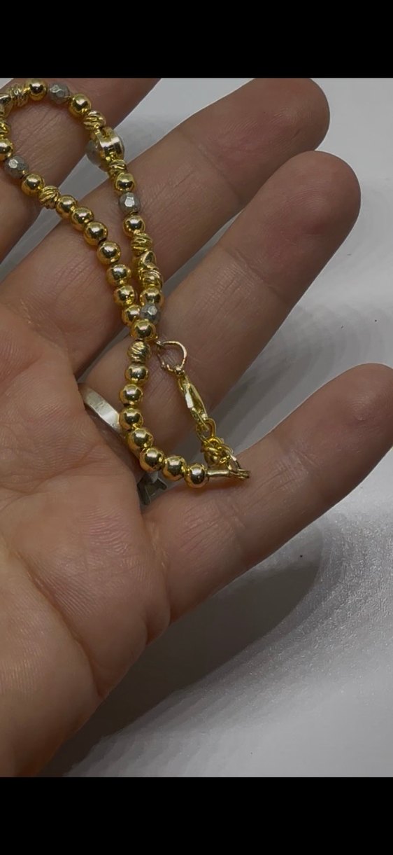 Parlak Altın Zincir Detaylı nazar boncuk  bileklik - Görsel 2