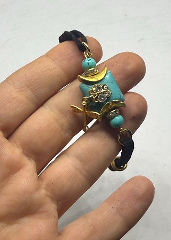 SATILDI Bohem Renkli Boncuklu Turkuaz Bileklik - Görsel 3