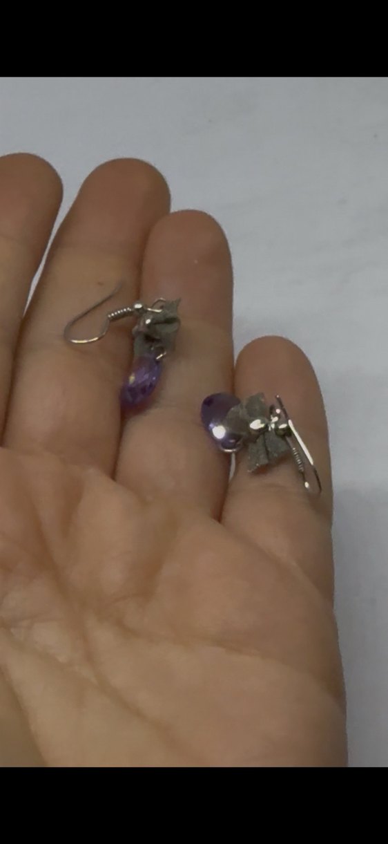 Bohem Gri Fiyonklu Mor Midi Küpe - Görsel 4